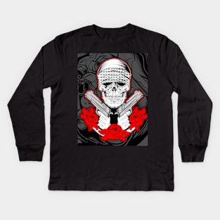 skull with red flowers and arms Kids Long Sleeve T-Shirt